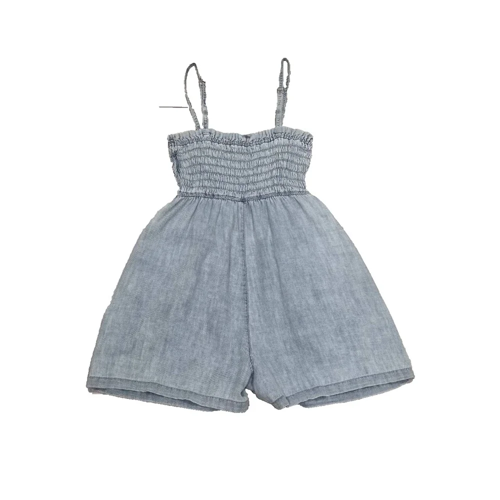 Anthropologie Pilcro Sleeveless Smocked Preppy Y2K Romper Washed Blue XS A004896 - Picture 10 of 11